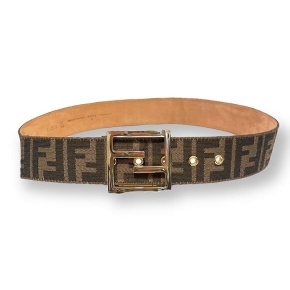 FENDI Classic Monogram Zucca Print Belt with FF Motif Gold-Tone Buckle |Size: S| main image 4